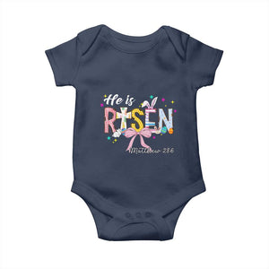 He Is Risen Baby Onesie Jesus Christian Happy Easter Coquette Cross TS10 Navy Print Your Wear