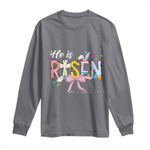 He Is Risen Long Sleeve Shirt Jesus Christian Happy Easter Coquette Cross TS10 Charcoal Print Your Wear