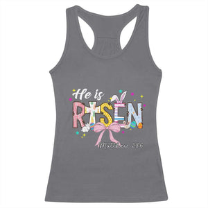 He Is Risen Racerback Tank Top Jesus Christian Happy Easter Coquette Cross TS10 Charcoal Print Your Wear