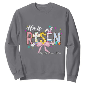 He Is Risen Sweatshirt Jesus Christian Happy Easter Coquette Cross TS10 Charcoal Print Your Wear