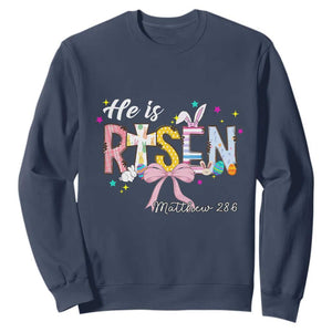He Is Risen Sweatshirt Jesus Christian Happy Easter Coquette Cross TS10 Navy Print Your Wear