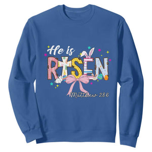 He Is Risen Sweatshirt Jesus Christian Happy Easter Coquette Cross TS10 Royal Blue Print Your Wear