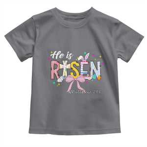 He Is Risen Toddler T Shirt Jesus Christian Happy Easter Coquette Cross TS10 Charcoal Print Your Wear