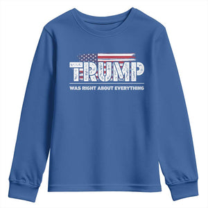 Trump Was Right about Everything Youth Sweatshirt American Flag TS10 Royal Blue Print Your Wear
