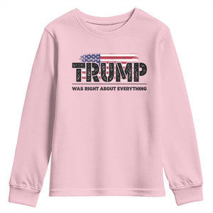 Trump Was Right About Everything Youth Sweatshirt USA American Flag TS10 Light Pink Print Your Wear