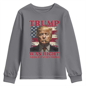 Donald Trump Was Right About Everything Youth Sweatshirt USA Flag TS10 Charcoal Print Your Wear