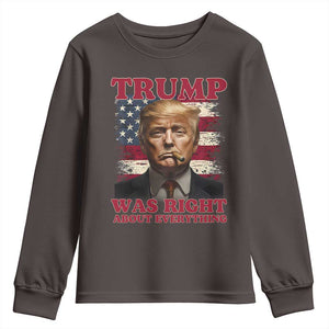 Donald Trump Was Right About Everything Youth Sweatshirt USA Flag TS10 Dark Chocolate Print Your Wear