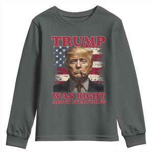 Donald Trump Was Right About Everything Youth Sweatshirt USA Flag TS10 Dark Heather Print Your Wear