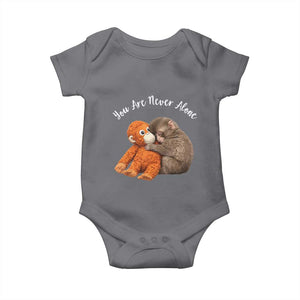 Viral Punch Monkey Baby Onesie Cute Baby Monkey With Plush Toy Animal Lovers TS10 Charcoal Print Your Wear