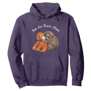 Viral Punch Monkey Hoodie Cute Baby Monkey With Plush Toy Animal Lovers TS10 Purple Print Your Wear