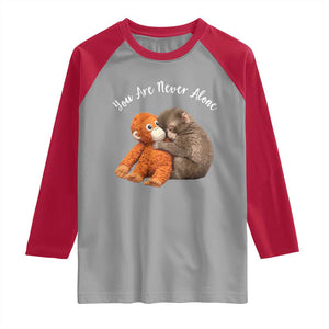 Viral Punch Monkey Raglan Shirt Cute Baby Monkey With Plush Toy Animal Lovers TS10 Sport Gray Red Print Your Wear