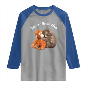 Viral Punch Monkey Raglan Shirt Cute Baby Monkey With Plush Toy Animal Lovers TS10 Sport Gray Royal Print Your Wear