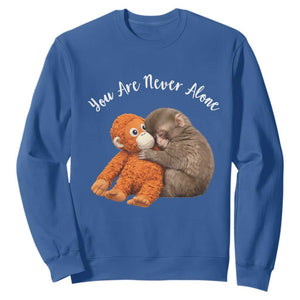 Viral Punch Monkey Sweatshirt Cute Baby Monkey With Plush Toy Animal Lovers TS10 Royal Blue Print Your Wear