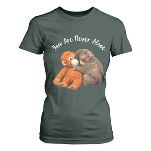Viral Punch Monkey T Shirt For Women Cute Baby Monkey With Plush Toy Animal Lovers TS10 Dark Forest Green Print Your Wear