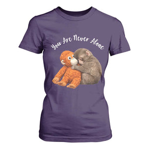 Viral Punch Monkey T Shirt For Women Cute Baby Monkey With Plush Toy Animal Lovers TS10 Purple Print Your Wear