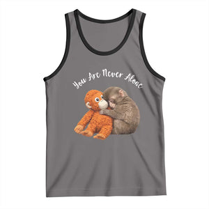 Viral Punch Monkey Tank Top Cute Baby Monkey With Plush Toy Animal Lovers TS10 Deep Heather Black Print Your Wear