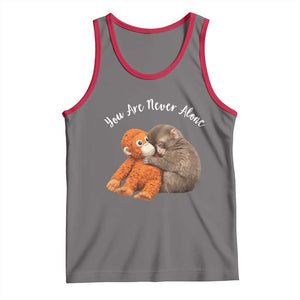 Viral Punch Monkey Tank Top Cute Baby Monkey With Plush Toy Animal Lovers TS10 Deep Heather Red Print Your Wear