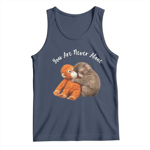 Viral Punch Monkey Tank Top Cute Baby Monkey With Plush Toy Animal Lovers TS10 Navy Print Your Wear