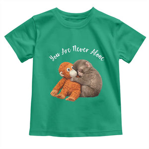 Viral Punch Monkey Toddler T Shirt Cute Baby Monkey With Plush Toy Animal Lovers TS10 Irish Green Print Your Wear