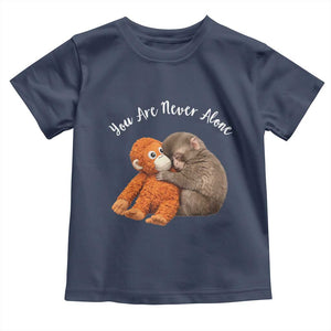 Viral Punch Monkey Toddler T Shirt Cute Baby Monkey With Plush Toy Animal Lovers TS10 Navy Print Your Wear