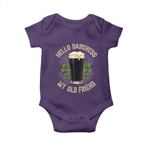Irish Shamrock Beer Day Baby Onesie Hello Darkness My Old Friend TS10 Purple Print Your Wear