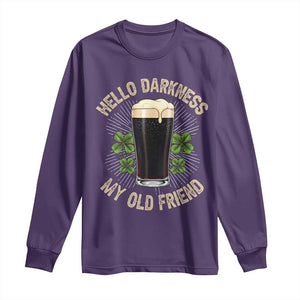 Irish Shamrock Beer Day Long Sleeve Shirt Hello Darkness My Old Friend TS10 Purple Print Your Wear