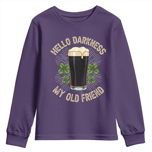 Irish Shamrock Beer Day Youth Sweatshirt Hello Darkness My Old Friend TS10 Purple Print Your Wear
