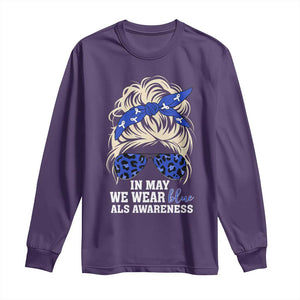 ALS Awareness We Wear Blue In May Long Sleeve Shirt TS10 Purple Print Your Wear