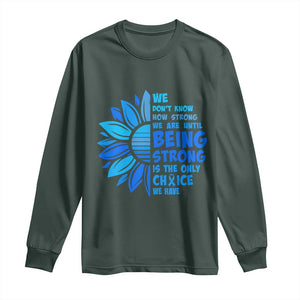 ALS Awareness Long Sleeve Shirt Blue Ribbon Stronger Survivor TS10 Dark Forest Green Print Your Wear