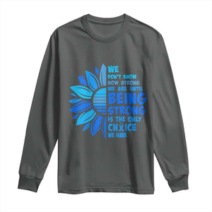 ALS Awareness Long Sleeve Shirt Blue Ribbon Stronger Survivor TS10 Dark Heather Print Your Wear