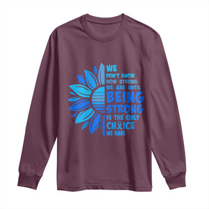 ALS Awareness Long Sleeve Shirt Blue Ribbon Stronger Survivor TS10 Maroon Print Your Wear