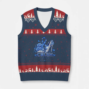 ALS Awareness V-Neck Knit Sweater Vest Blue Ribbon Women Crush ALS TS10 Navy Red Print Your Wear
