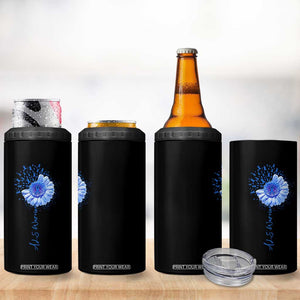 ALS Awareness 4 in 1 Can Cooler Tumbler Blue Ribbon Sunflower ALS Warrior TS10 Print Your Wear