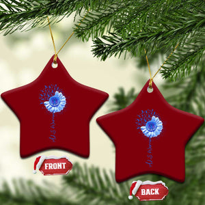 ALS Awareness Ceramic Ornament Blue Ribbon Sunflower ALS Warrior TS10 Print Your Wear