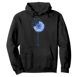 ALS Awareness Hoodie Blue Ribbon Sunflower ALS Warrior TS10 Black Print Your Wear