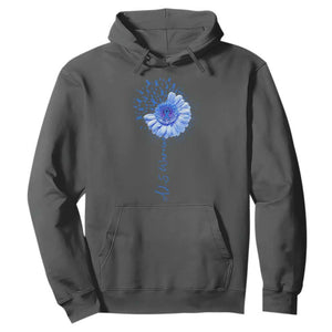 ALS Awareness Hoodie Blue Ribbon Sunflower ALS Warrior TS10 Dark Heather Print Your Wear