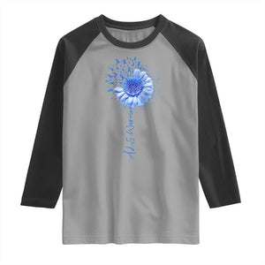 ALS Awareness Raglan Shirt Blue Ribbon Sunflower ALS Warrior TS10 Sport Gray Black Print Your Wear