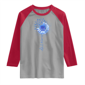 ALS Awareness Raglan Shirt Blue Ribbon Sunflower ALS Warrior TS10 Sport Gray Red Print Your Wear