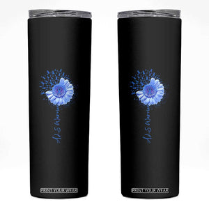 ALS Awareness Skinny Tumbler Blue Ribbon Sunflower ALS Warrior TS10 Black Print Your Wear