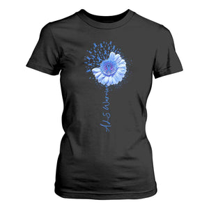 ALS Awareness T Shirt For Women Blue Ribbon Sunflower ALS Warrior TS10 Black Print Your Wear