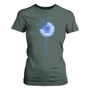ALS Awareness T Shirt For Women Blue Ribbon Sunflower ALS Warrior TS10 Dark Forest Green Print Your Wear