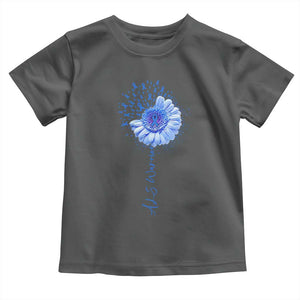 ALS Awareness Toddler T Shirt Blue Ribbon Sunflower ALS Warrior TS10 Dark Heather Print Your Wear