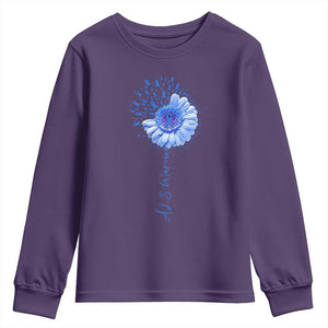 ALS Awareness Youth Sweatshirt Blue Ribbon Sunflower ALS Warrior TS10 Purple Print Your Wear
