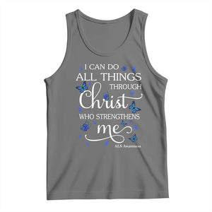 ALS Awareness Tank Top I Can Do All Things Through Christ Butterfly Bible Verse Motivational TS10 Black Heather Print Your Wear