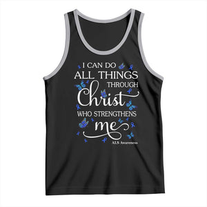ALS Awareness Tank Top I Can Do All Things Through Christ Butterfly Bible Verse Motivational TS10 Black Athletic Heather Print Your Wear