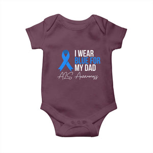 I Wear Blue For My Dad ALS Awareness Baby Onesie TS10 Maroon Print Your Wear