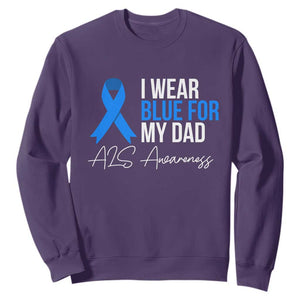 I Wear Blue For My Dad ALS Awareness Sweatshirt TS10 Purple Print Your Wear