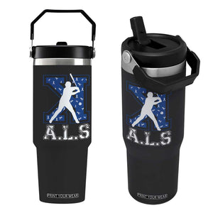 ALS Awareness Flip Straw Tumbler Baseball Strike Out ALS Support TS10 One Size: 30 oz Black Print Your Wear