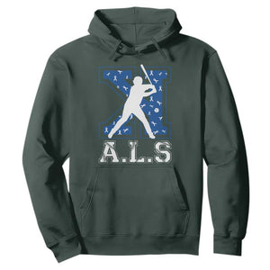 ALS Awareness Hoodie Baseball Strike Out ALS Support TS10 Dark Forest Green Print Your Wear