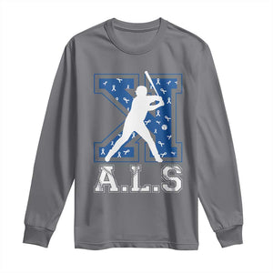 ALS Awareness Long Sleeve Shirt Baseball Strike Out ALS Support TS10 Charcoal Print Your Wear